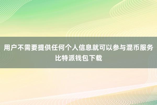 用户不需要提供任何个人信息就可以参与混币服务比特派钱包下载