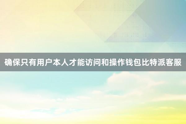 确保只有用户本人才能访问和操作钱包比特派客服