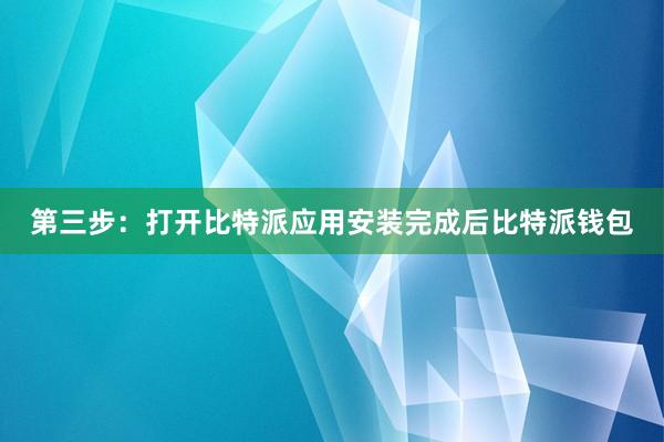 第三步：打开比特派应用安装完成后比特派钱包