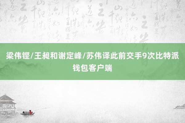 梁伟铿/王昶和谢定峰/苏伟译此前交手9次比特派钱包客户端